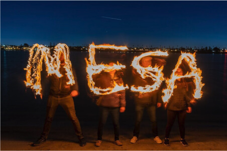 spelling MESA with fire on a beach